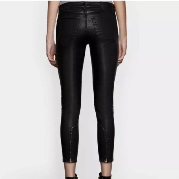 🇬🇧 ALL SAINTS “Brodie” Waxed Low Rise Cropped Skinny Jean Black - Picture 2 of 8